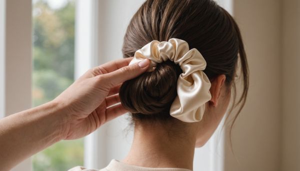 Attacher ses cheveux avec un chouchou en satin doux